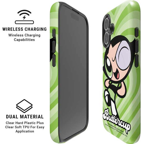 Cartoon Network Powerpuff Girls Buttercup Green Hearts iPhone 16 Plus Magsafe Impact Case